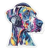 Generic DJ Great Dane Dog Sticker - Waterproof Vinyl Decal for Car Bumper, Laptop, Water Bottle, Bookcases, Wall, and Window, Size - 3'' Longer Side
