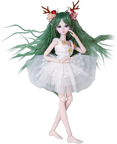Miniatura 2 de Proudoll Muñeca BJD de 1/3 de 23.6 in y 24 pulgadas con articulación de bola, figuras de acción de hada con orejas de elfo + peluca + vestido +