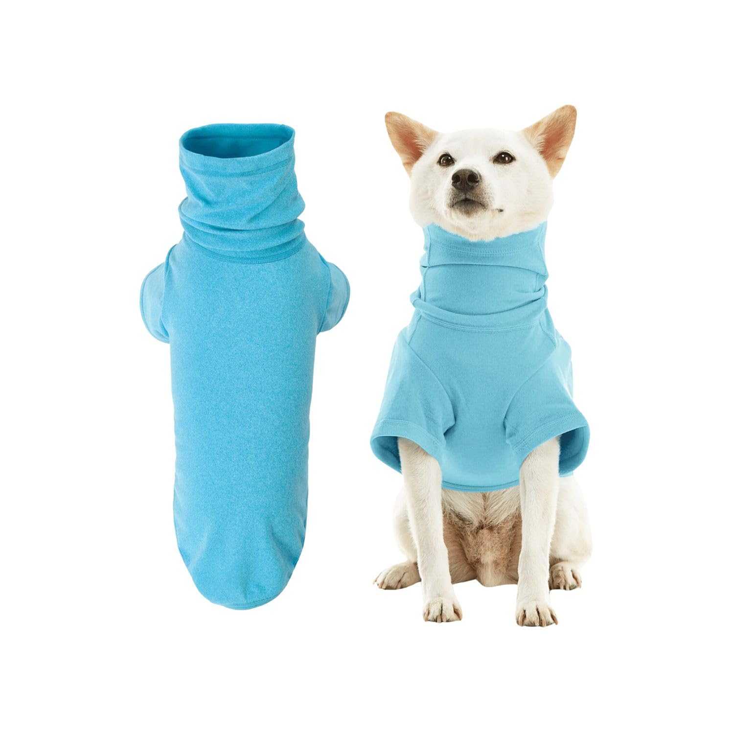 Gooby Turtle Neck Microfiber Stretch Fleece - Peacock Blue, Small - Warm and Light Extra Layer for Small Dog and Medium Dog