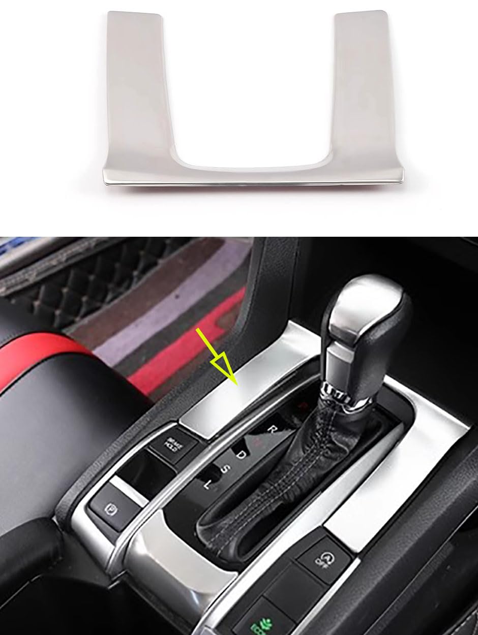 Gear Shift Panel Cover For Honda Civic 2016-2021 - Stainless Steel Trim, 2-Piece Set (Black)