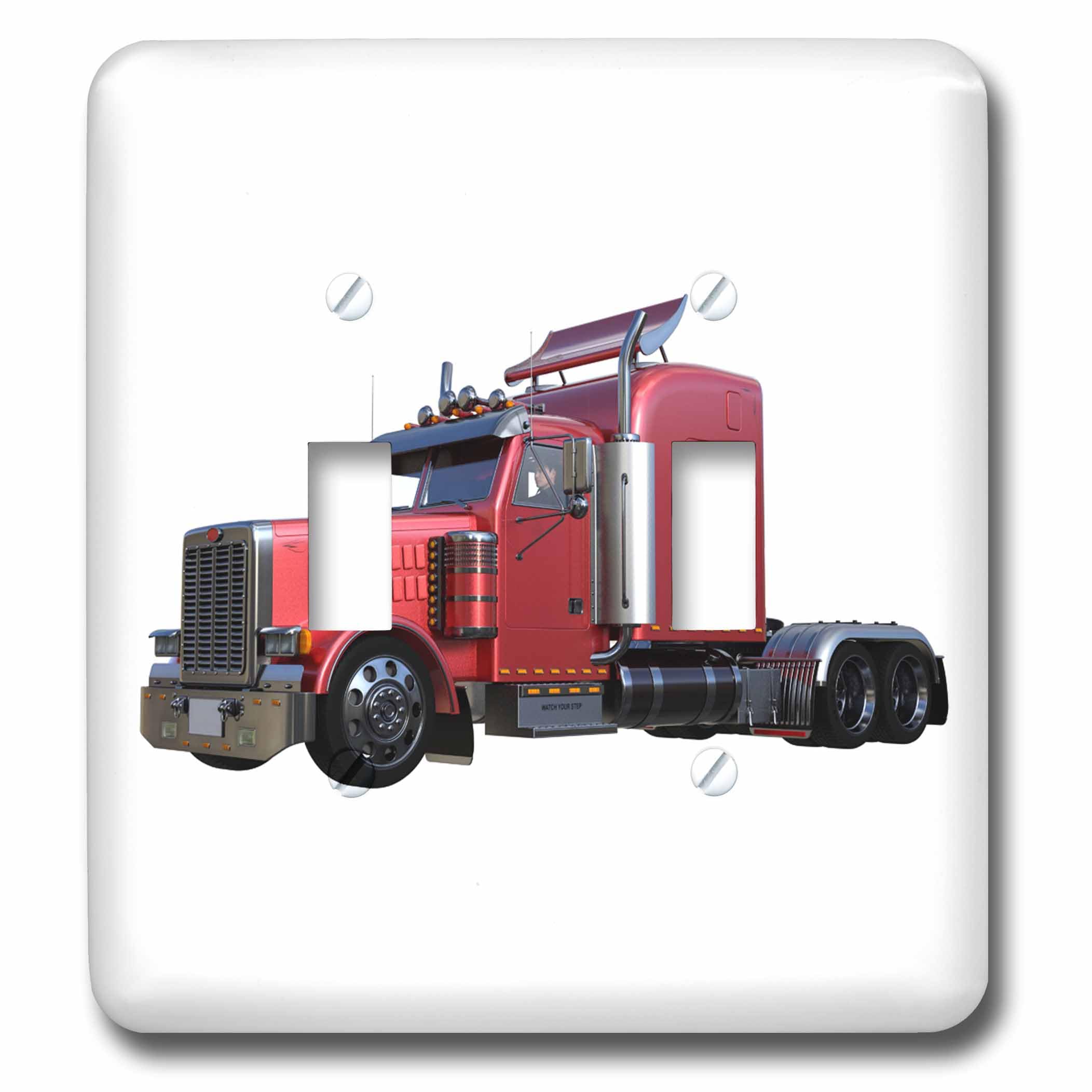 Interrupteur double rouge métallisé 3dRose camion design pour votre décoration murale