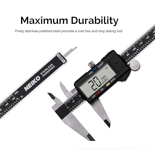 Miniatura 2 de NEIKO 01407A - Calibrador digital electrónico, 0-6 pulgadas. Construcción de acero inoxidable con pantalla LCD grande. Botón de cambio rápido para