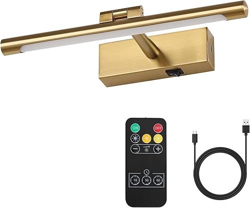 Moderna luz LED regulable de 12.6 pulgadas, pantalla de luz de imagen de latón puede girar hacia arriba o hacia abajo 270 grados, 3 colores de