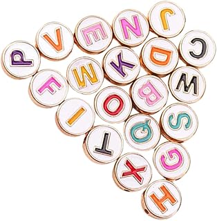 ARTIBETTER 20pcs Colorful Metal Letter Beads Flat Round DIY Jewelry Maki...