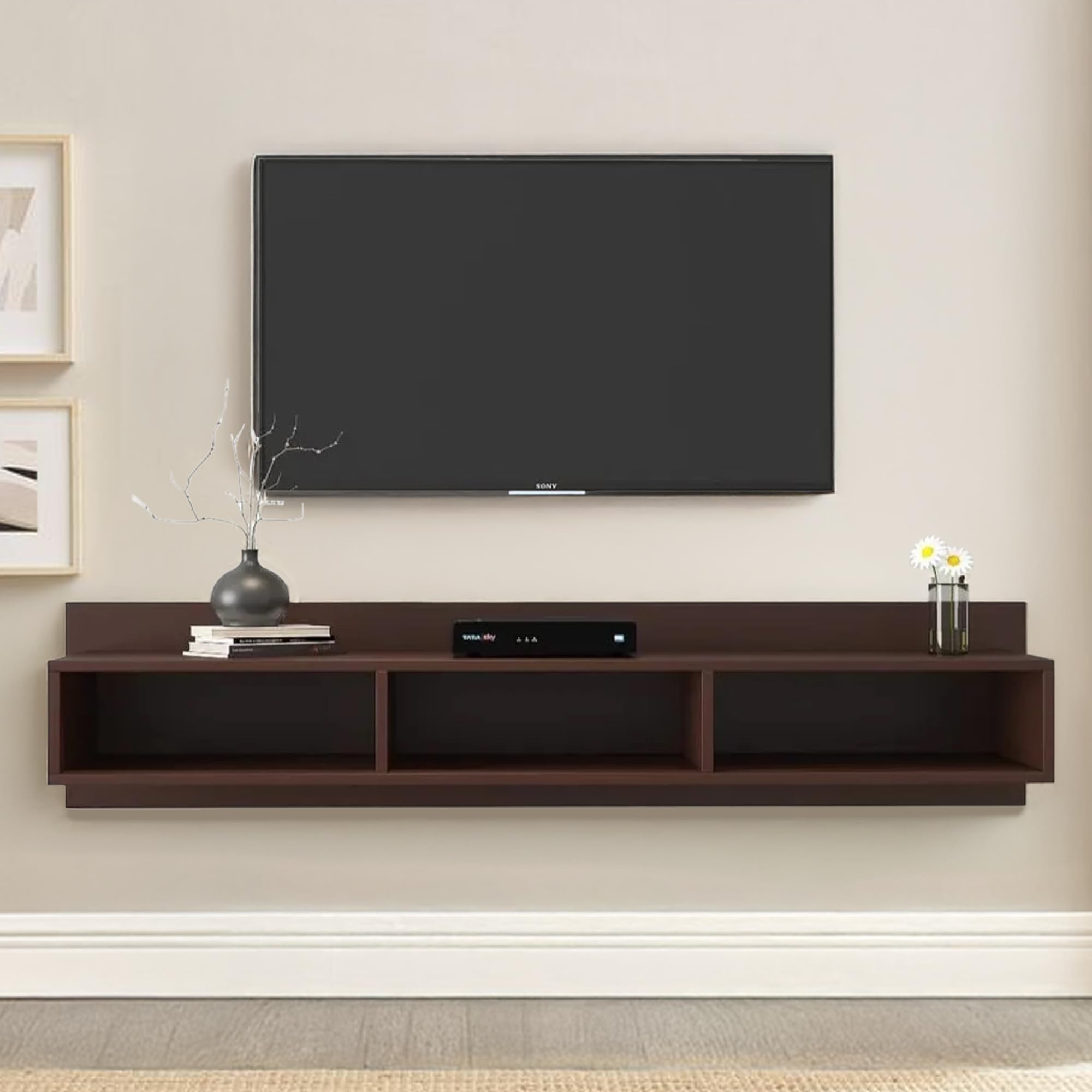 SAVYA HOME Large Set Top Box Stand Wall Mount |Wooden Shelf for Wall |Living Room, Drawing Room, Bedroom |Rack for Storage |Premium Engineered Wood |TV Unit for Living Room| Brown 89cm x 21 cm x 21 c (B0DHLD4733) Amazon Price History, Amazon Price Tracker