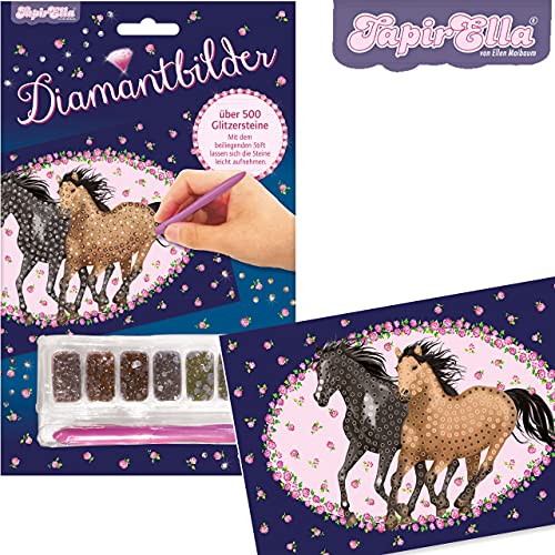 Lutz Mauder Kit de bricolage créatif avec 540 pièces * Chevaux * Cadeau ou bricolage | 10353 | Poney Diamond Painting pour filles | Cheval enfant