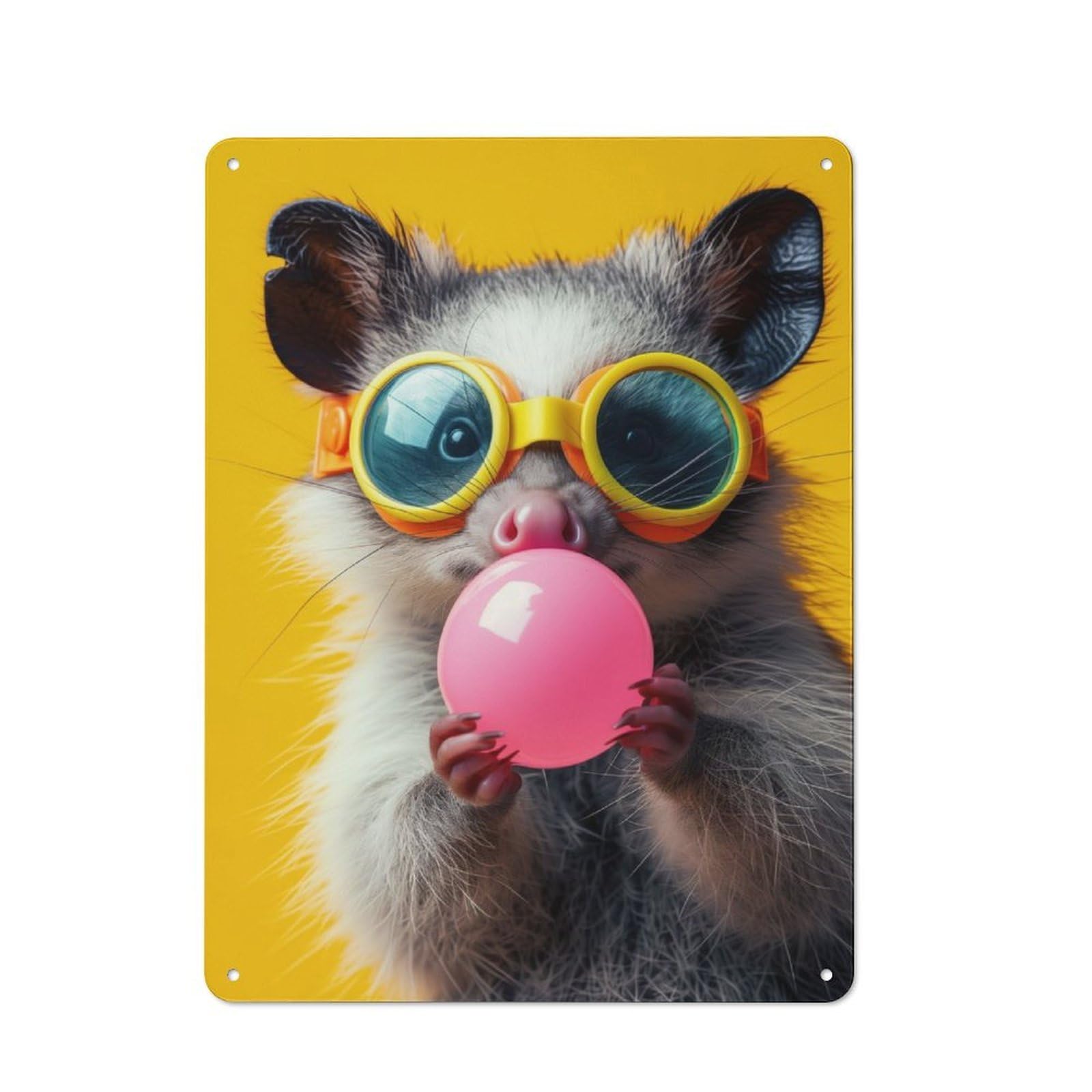 Junmoney Possum Bubblegum Cottage Style Metal Wall Decor 40X30cm, Farmhouse Metal Sign For Kitchen, Cottage, Porch Or Garden Room
