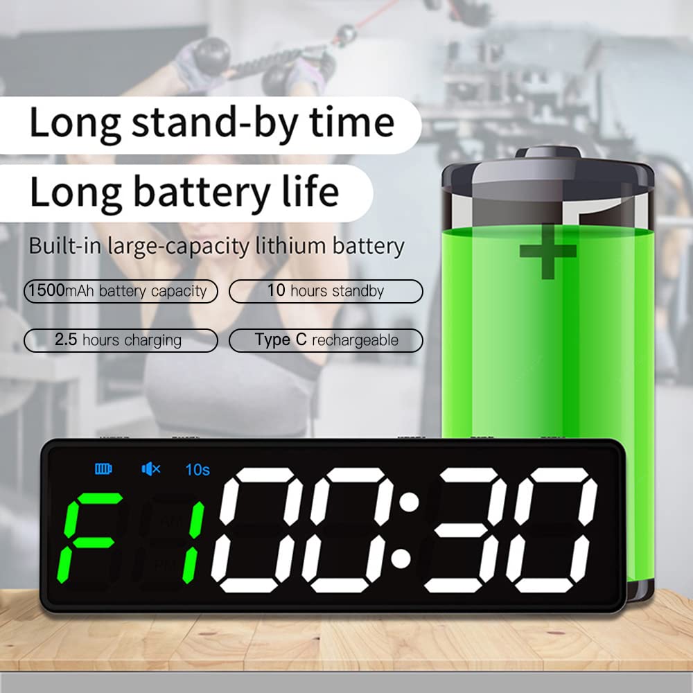 Mini cronómetro de Gimnasio, cronómetro Recargable, Reloj de Cuenta atrás/Arriba portátil con Parte Trasera magnética para Gimnasio en casa, Entrenamiento de Fitness