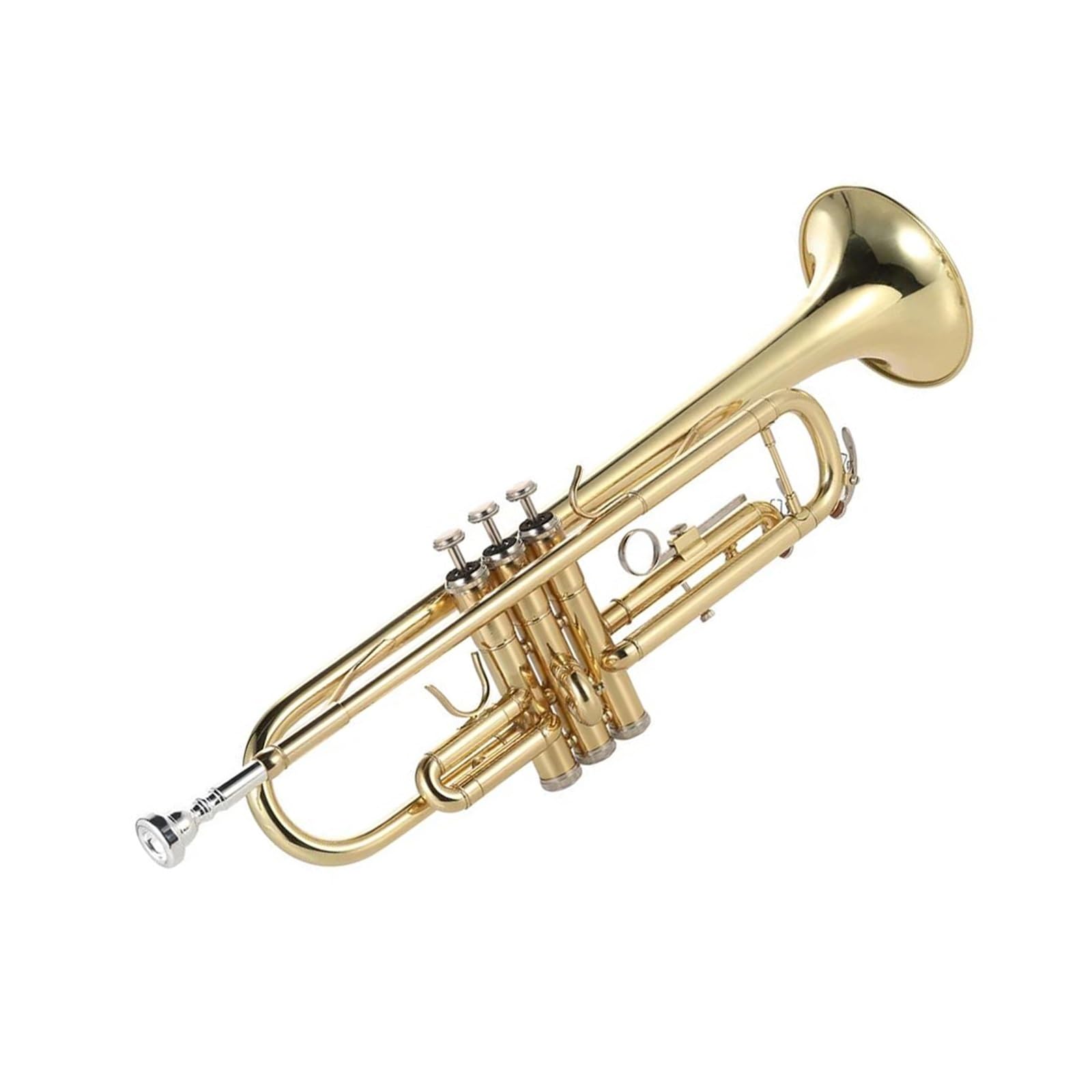 Trąbki Trąbka Bb B z płaskim ustem mosiężna pozłacana wykwintny i trwały instrument z zaworem ustnikowym