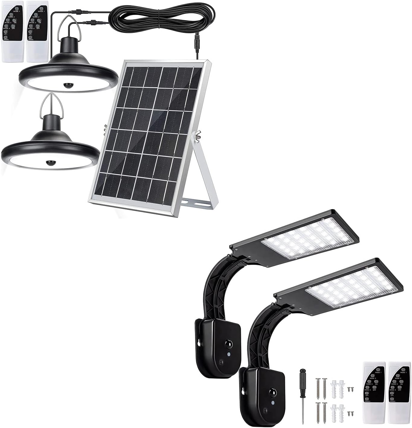 JACKYLED Dual Head Solar Shed Light and Solar Street Lights with Motion