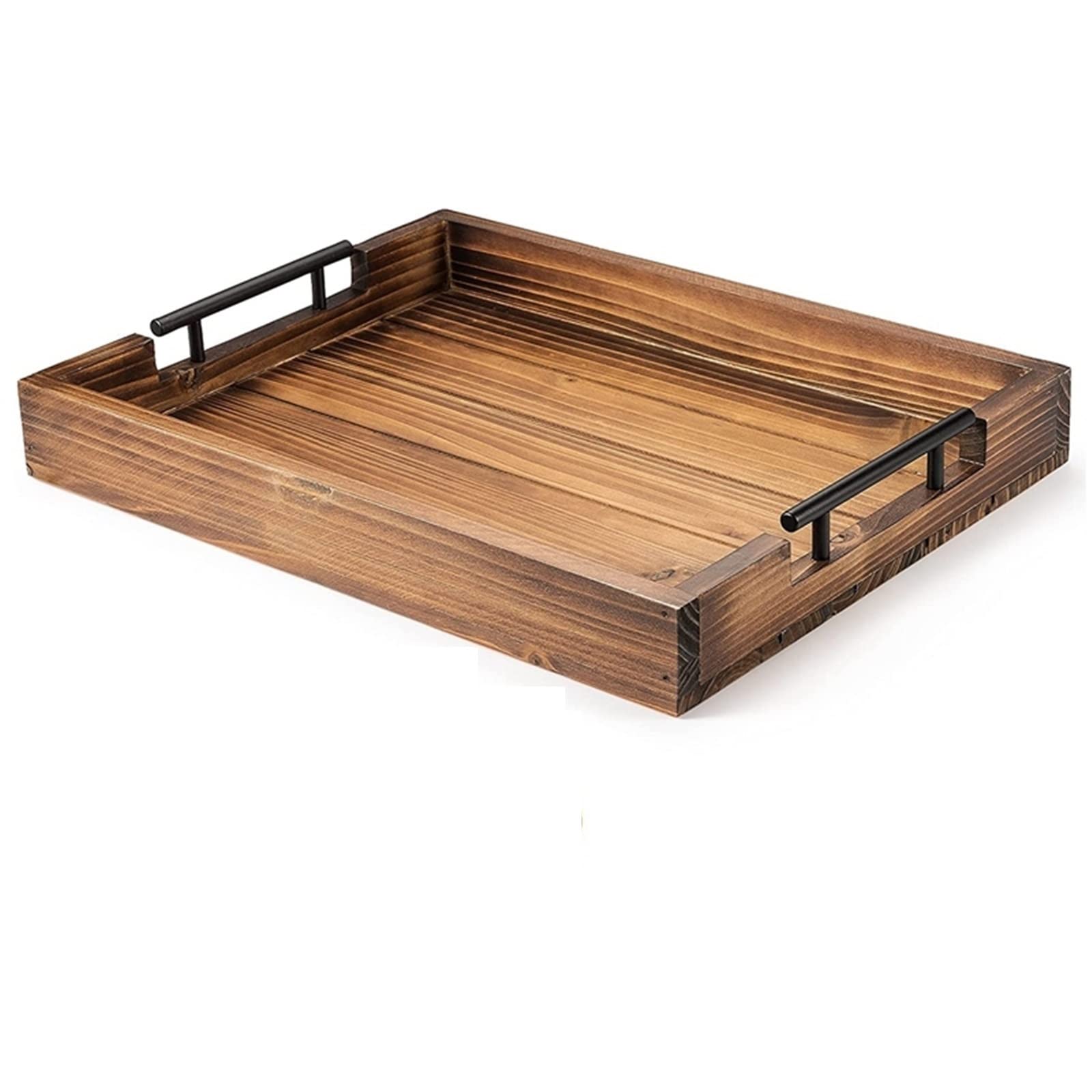 JINGYAN Breakfast Trays Tray With Handle For Living Room, Set Of Natural Wooden Coasters, Rustic Serving For Coffee Table Kitchen