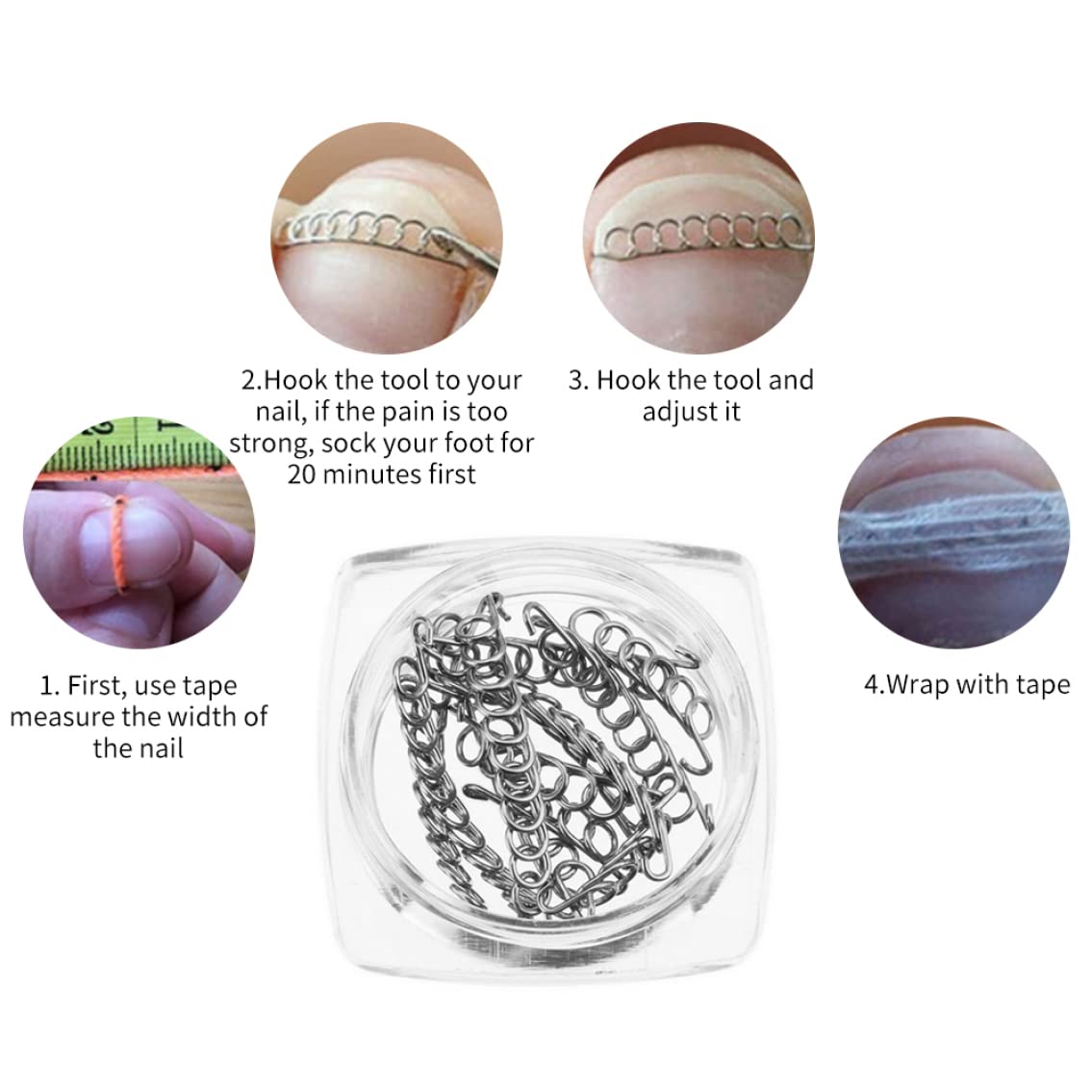 Filo correttore di punta incarnita, filo di correzione dell'unghia del piede Ingrimato di pedicure utensile inossidabile Recupero di unghie in acciaio inossidabile correttore 12pcs 12pcs
