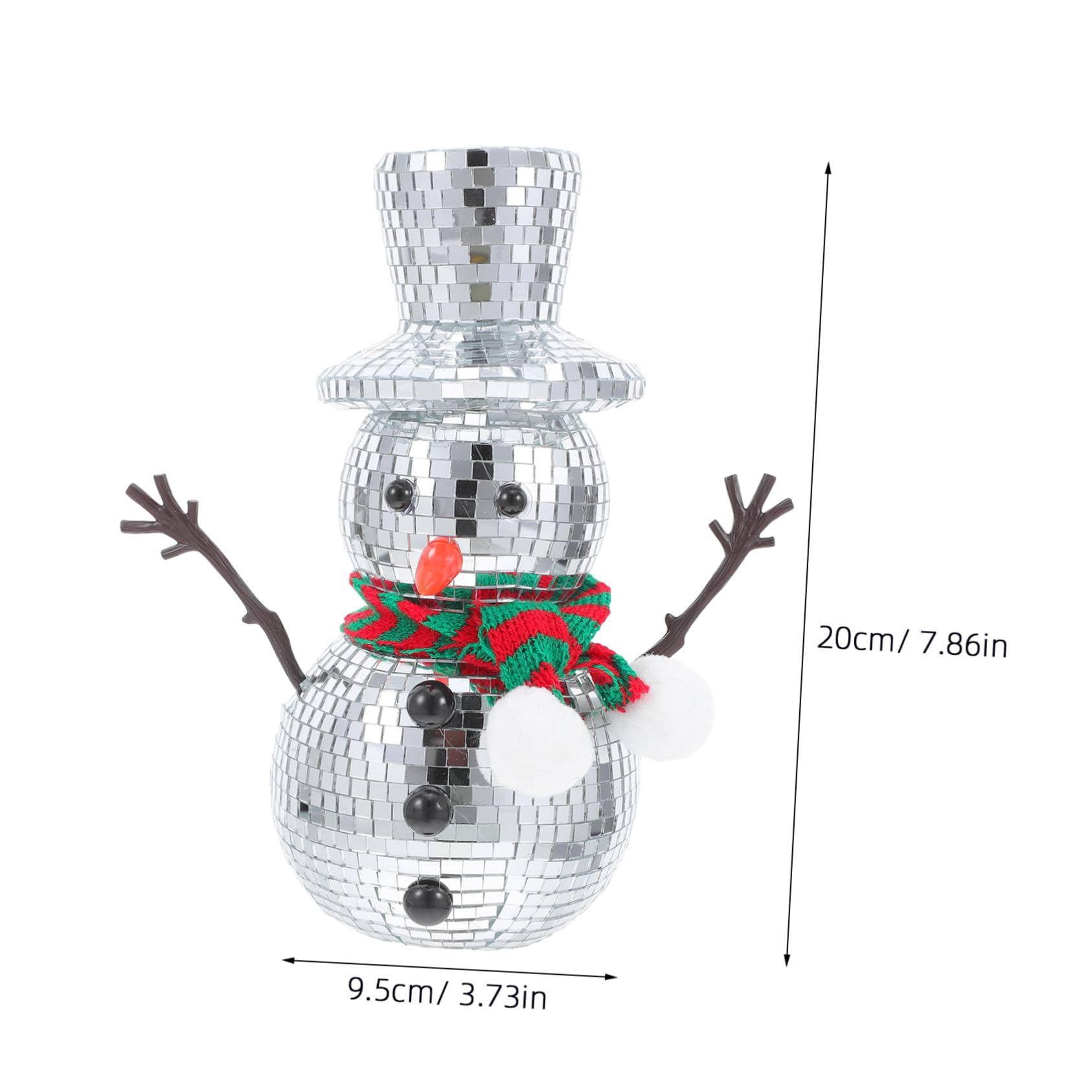 HOMSFOU Christmas Snowman Figurine: Reflective Mirror Disco Ball Snowman - Winter Tabletop Decoration for Home Party or Holiday Festive Decor