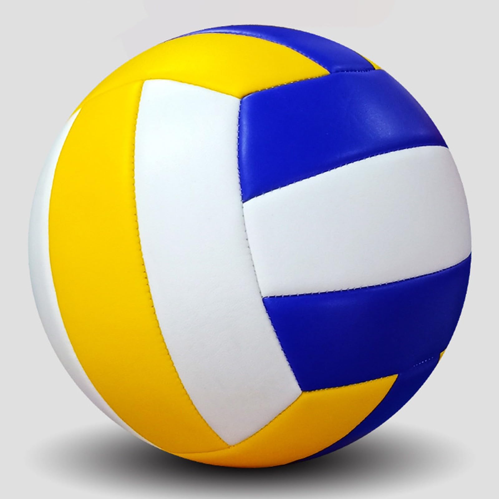 Volleyball Größe 5 Strand Outdoor Indoor Offizieller PVC Wettkampfball mit Maschinennähte, Blau Weiß Gelb