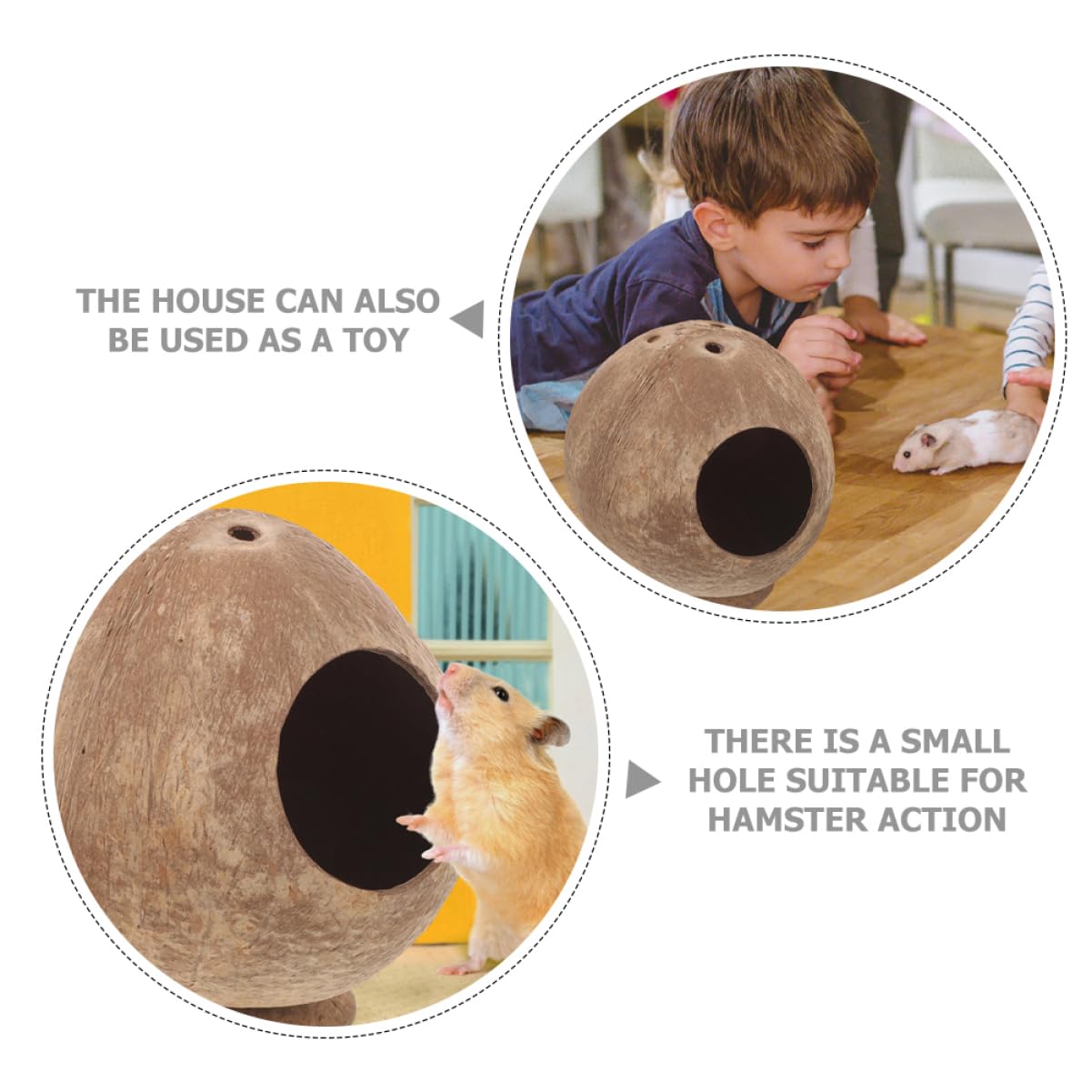 MAGICLULU Braun Kokosnusshütte 2 Stück aus Kokosnussschale Hamster