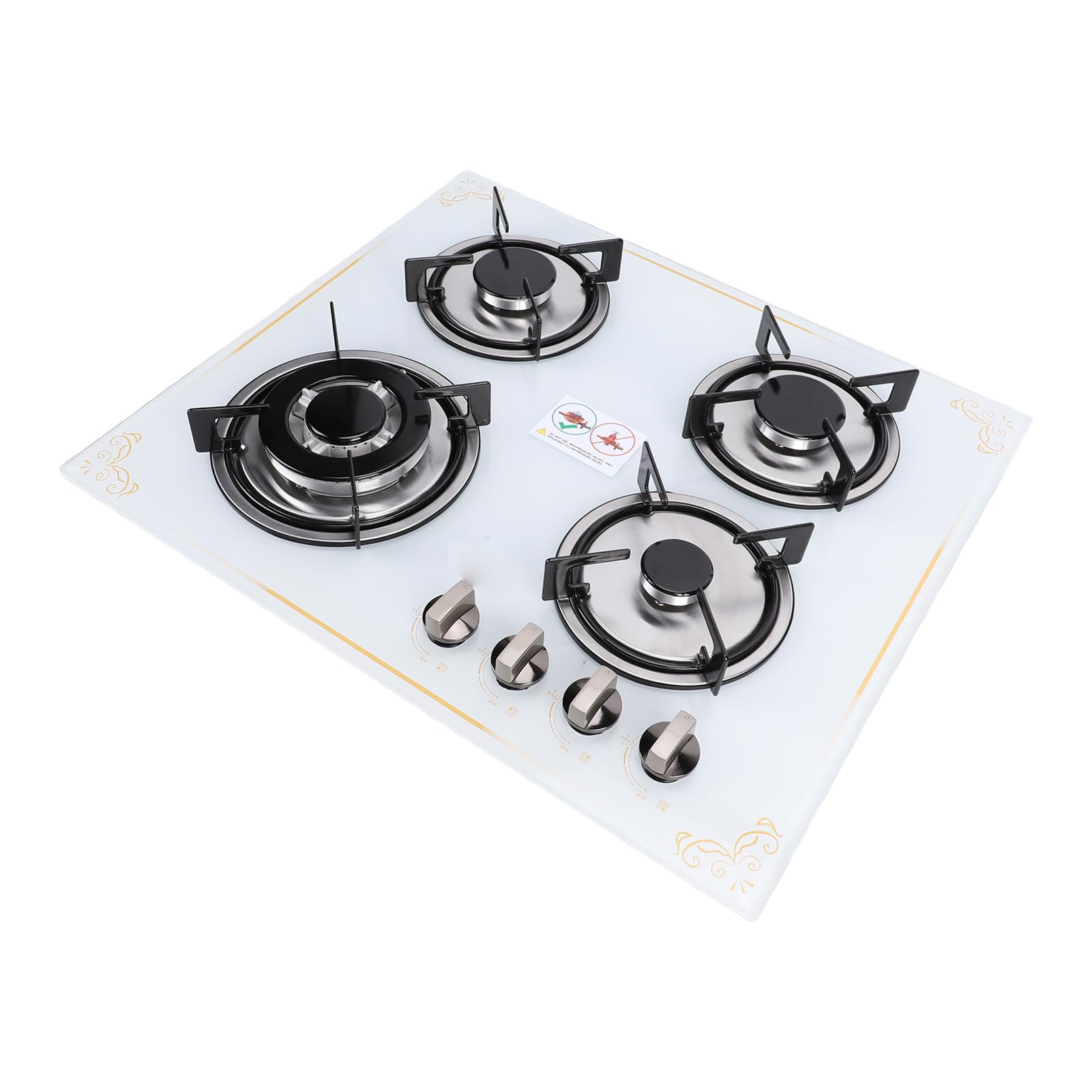 ZJchao Placa de Gas de 24 Pulgadas, Encimera de Gas Integrada, 4 Fuegos, for Cocina Apartamento Autocaravana y Cocina Exterior