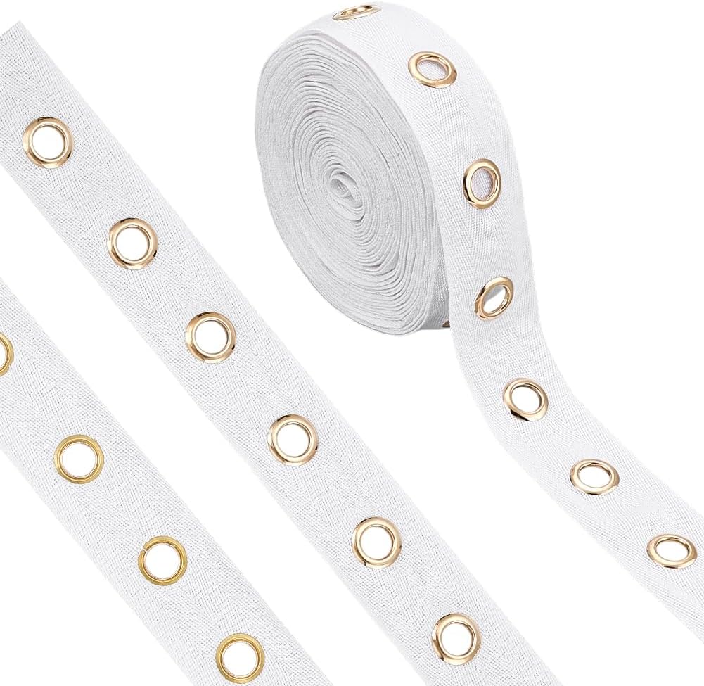 PH PandaHall 8 Yards Black Eyelet Tape, Cotton Grommet Tape 1.5 inch Wide Grommet Trim Fabric Twill Eyelet Trim with Grommets for Sewing Craft Corset Shirt Shoes Skirt Jacket, 10mm Hole