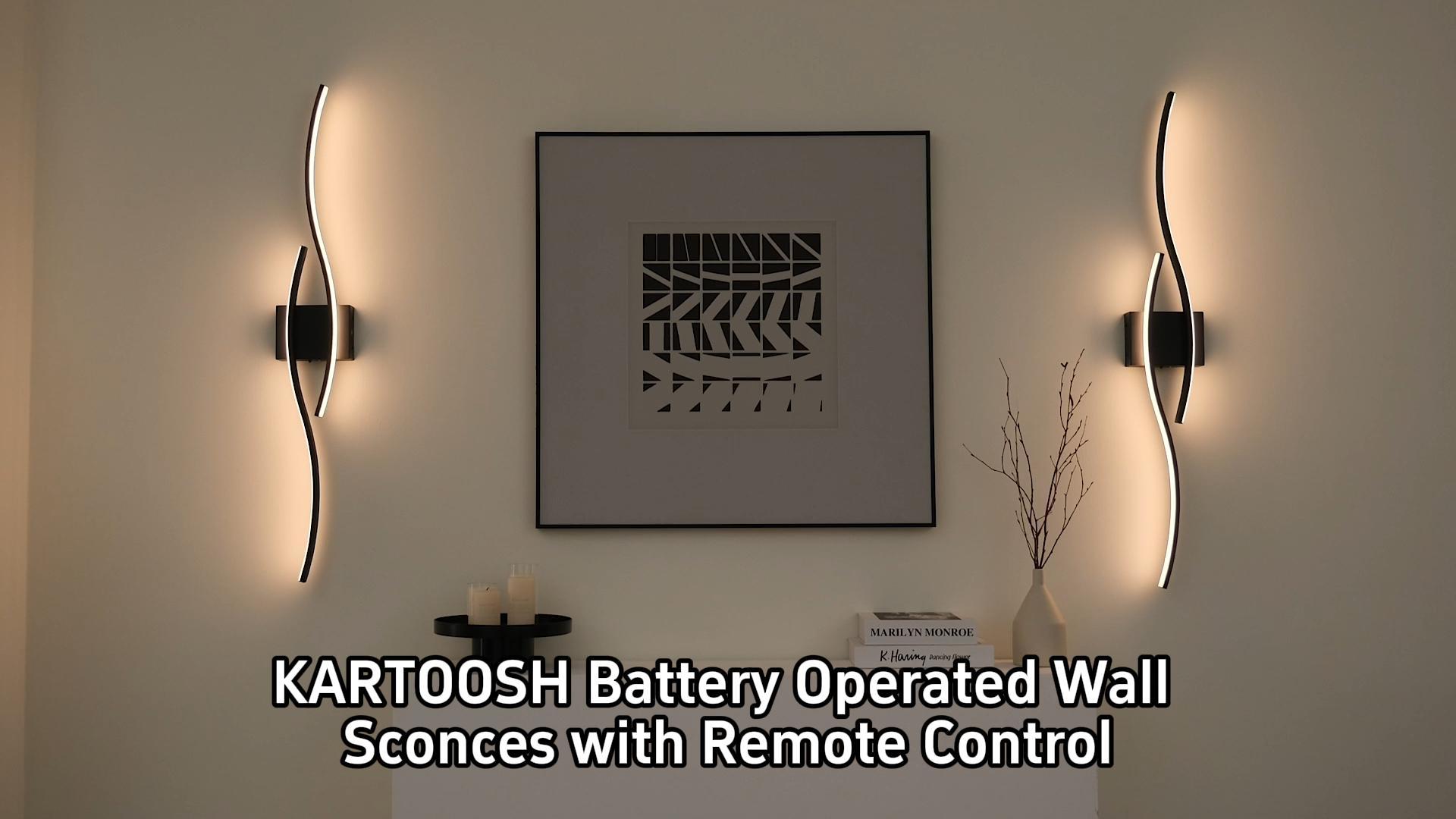 Aipsun Black Wireless LED Wall Sconce - Battery Operated Rechargeable Wall Light With Stepless Dimming