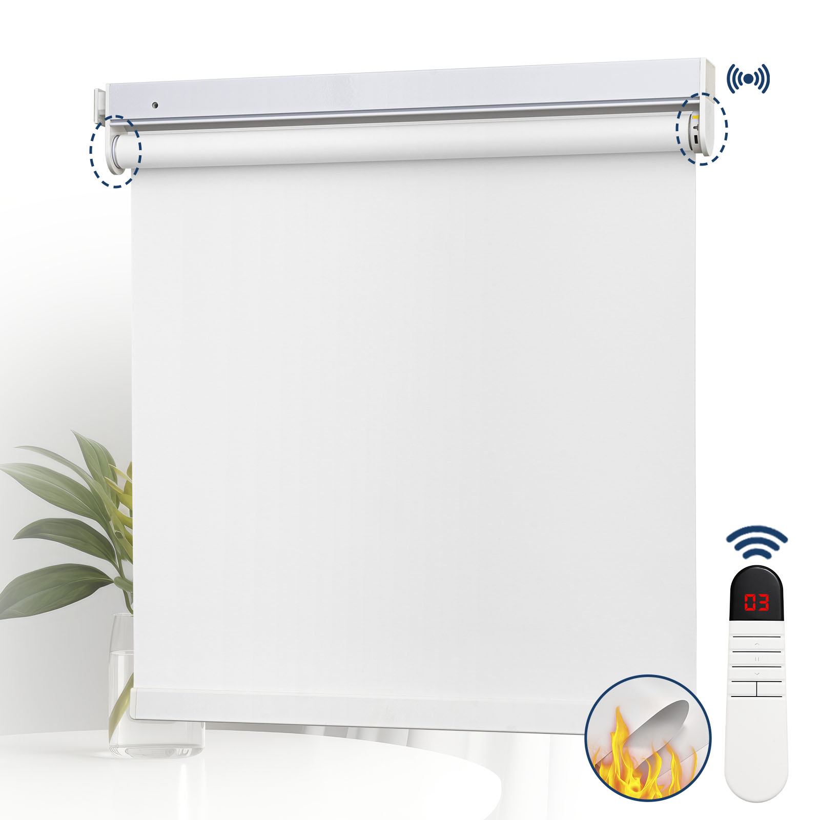 Amazon｜Keego 電動 ロールスクリーン 突っ張り式 ロールカーテン 防炎