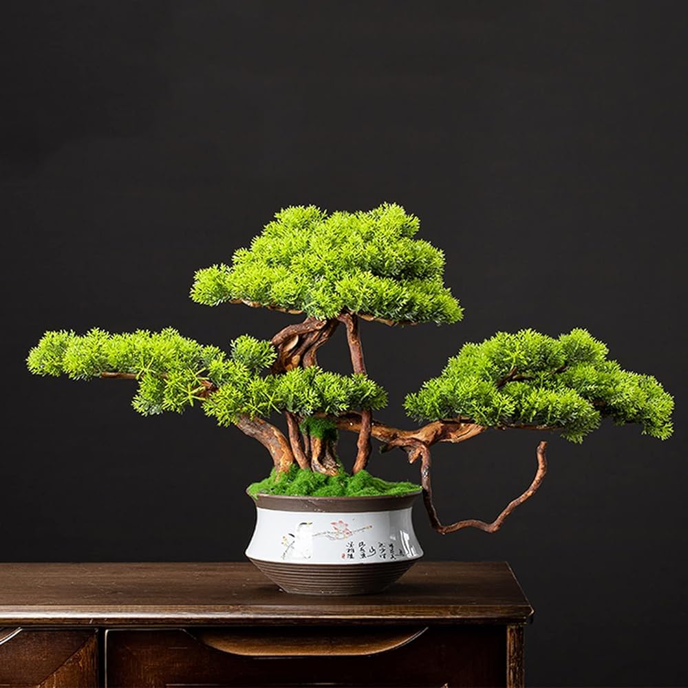 Künstlicher Bonsai-Baum groß mit Keramiktopf – künstliche Bonsai-Pflanze für Zuhause, Büro, Schreibtisch, Tischdekoration – künstliche Zimmer-Bonsai-Topfpflanze
