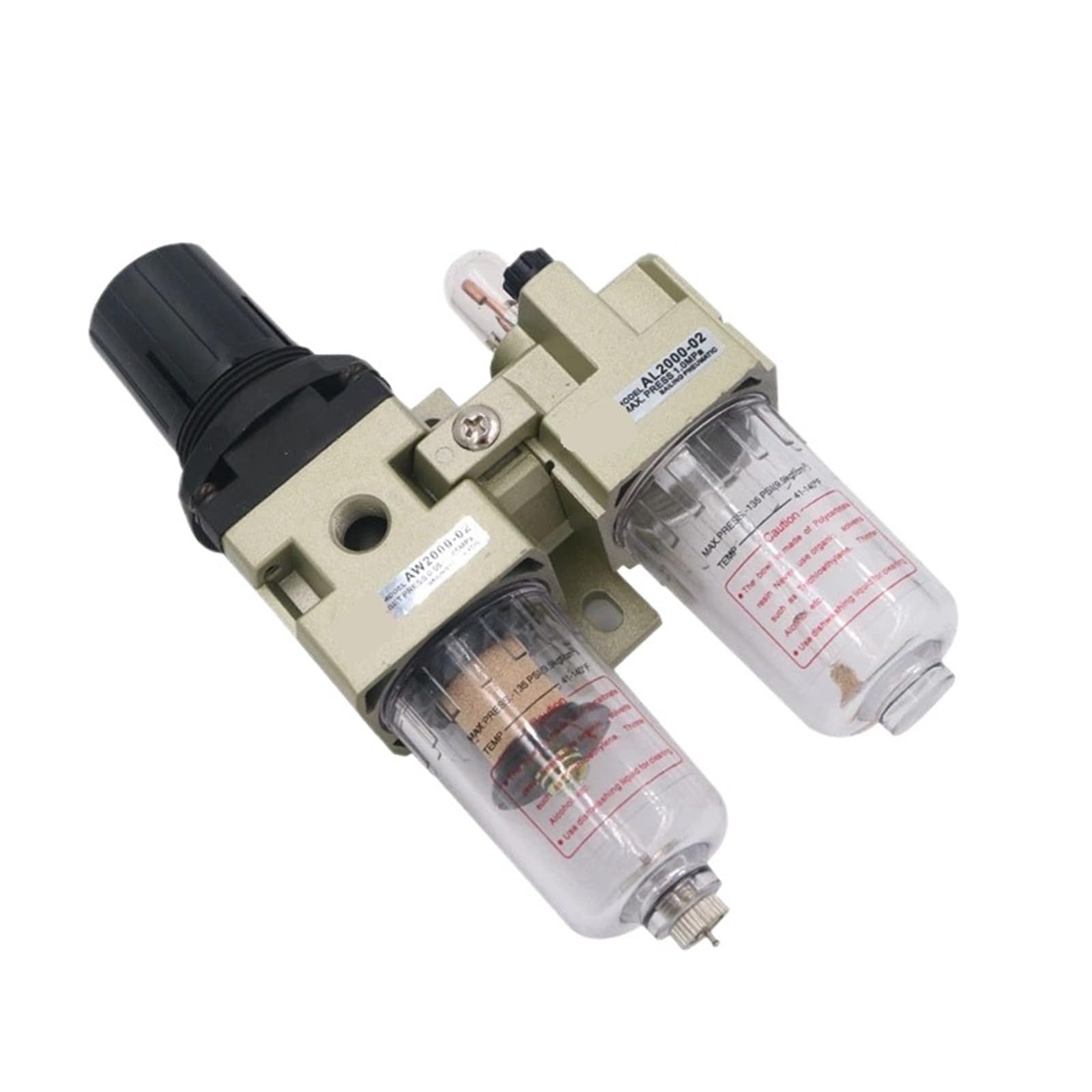Régulateur de filtre à Air pneumatique AC1010 M5, avec combinaison de lubrifiant, séparateur d'eau et d'huile 1/8 pouces 1/4 pouces, 1 pièce(AC2010-02,Automatic drain)