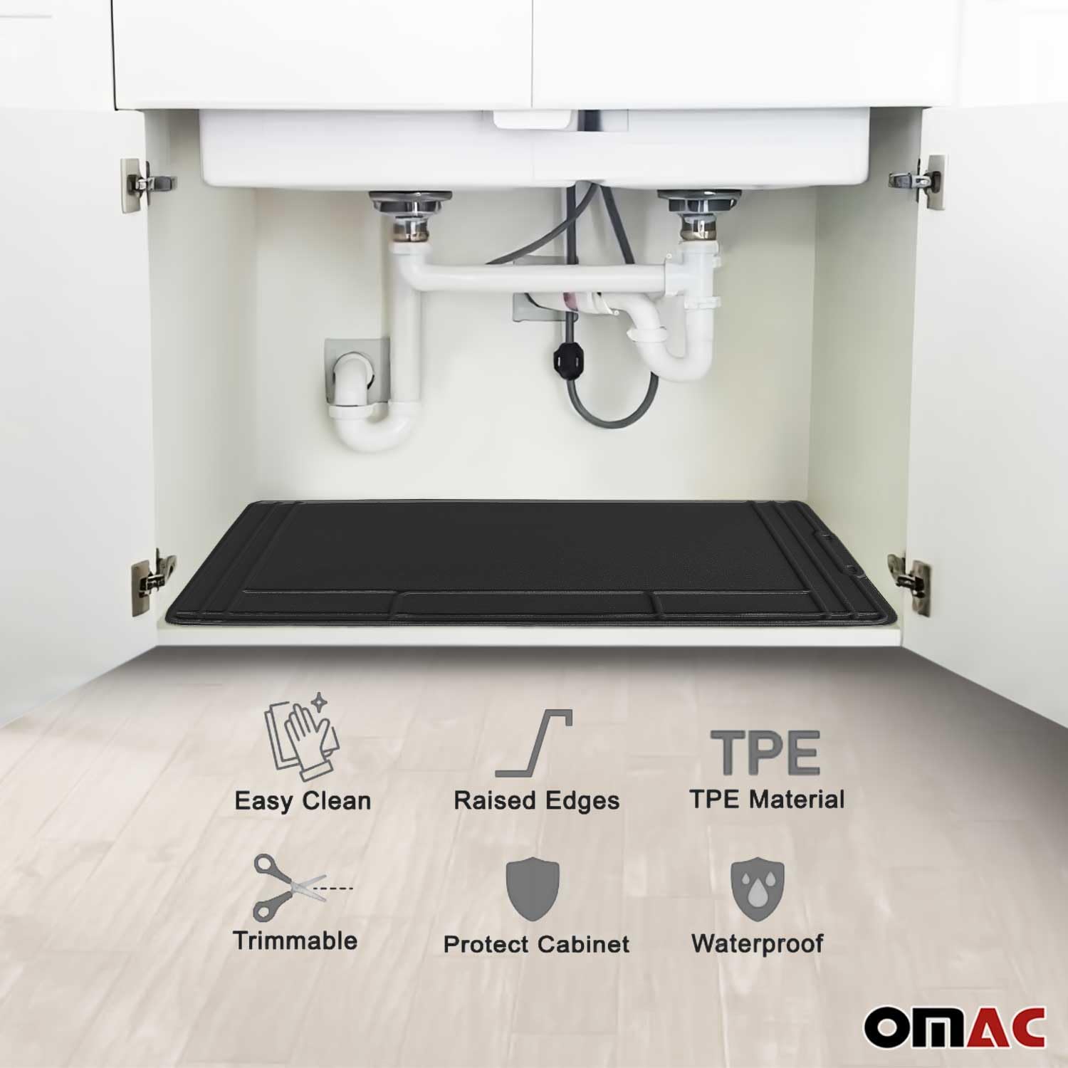 OMAC 2 Pcs Under Sink Mat for Kitchen & Bathroom 34