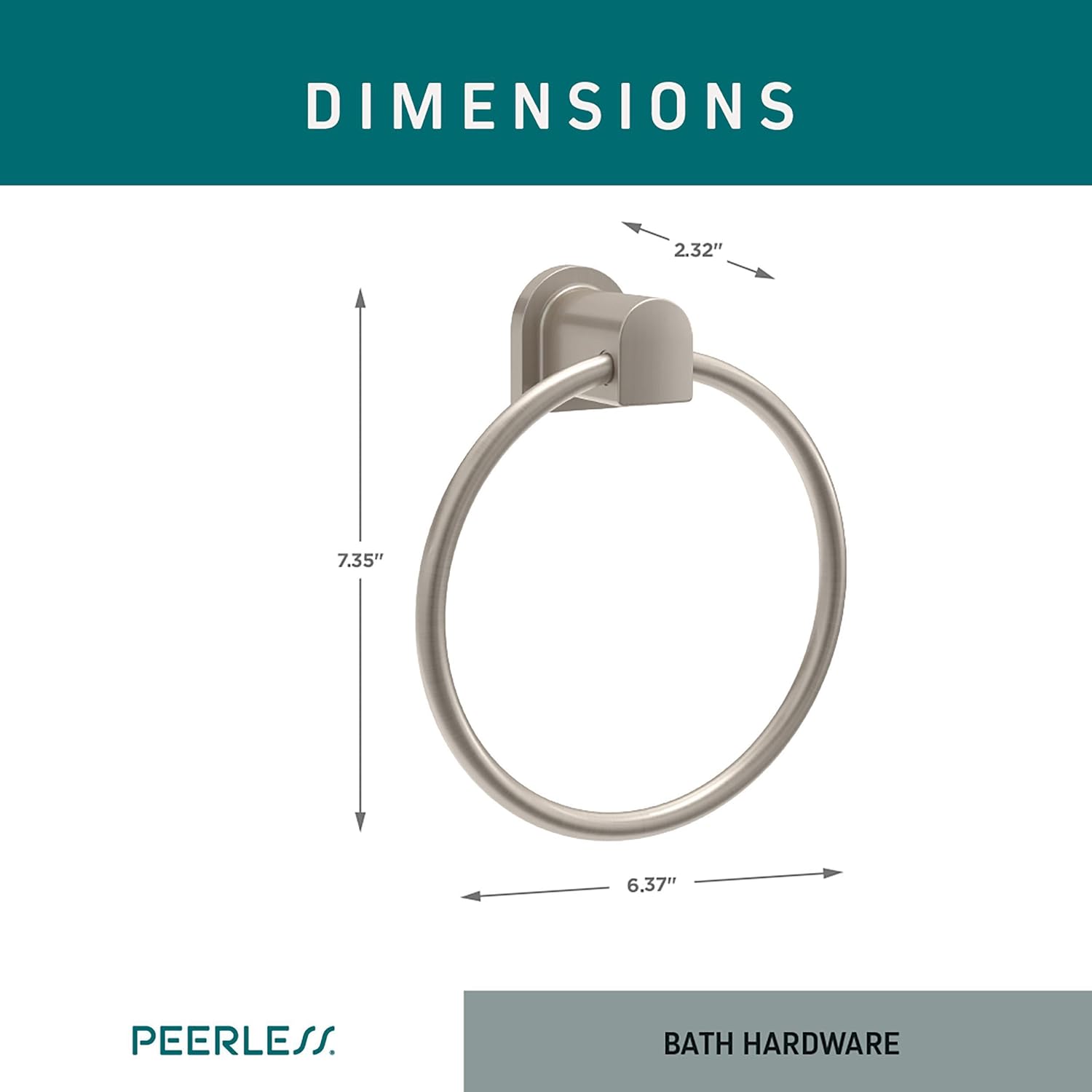 Peerless PA319-BN Xander Towel Ring, SpotShield Brushed Nickel