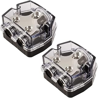 Amp Power Distribution 2 Way, 0 Gauge in 0 Gauge Out Power Distribution Block for Car Amplifier Audio Splitter 2Pcs
