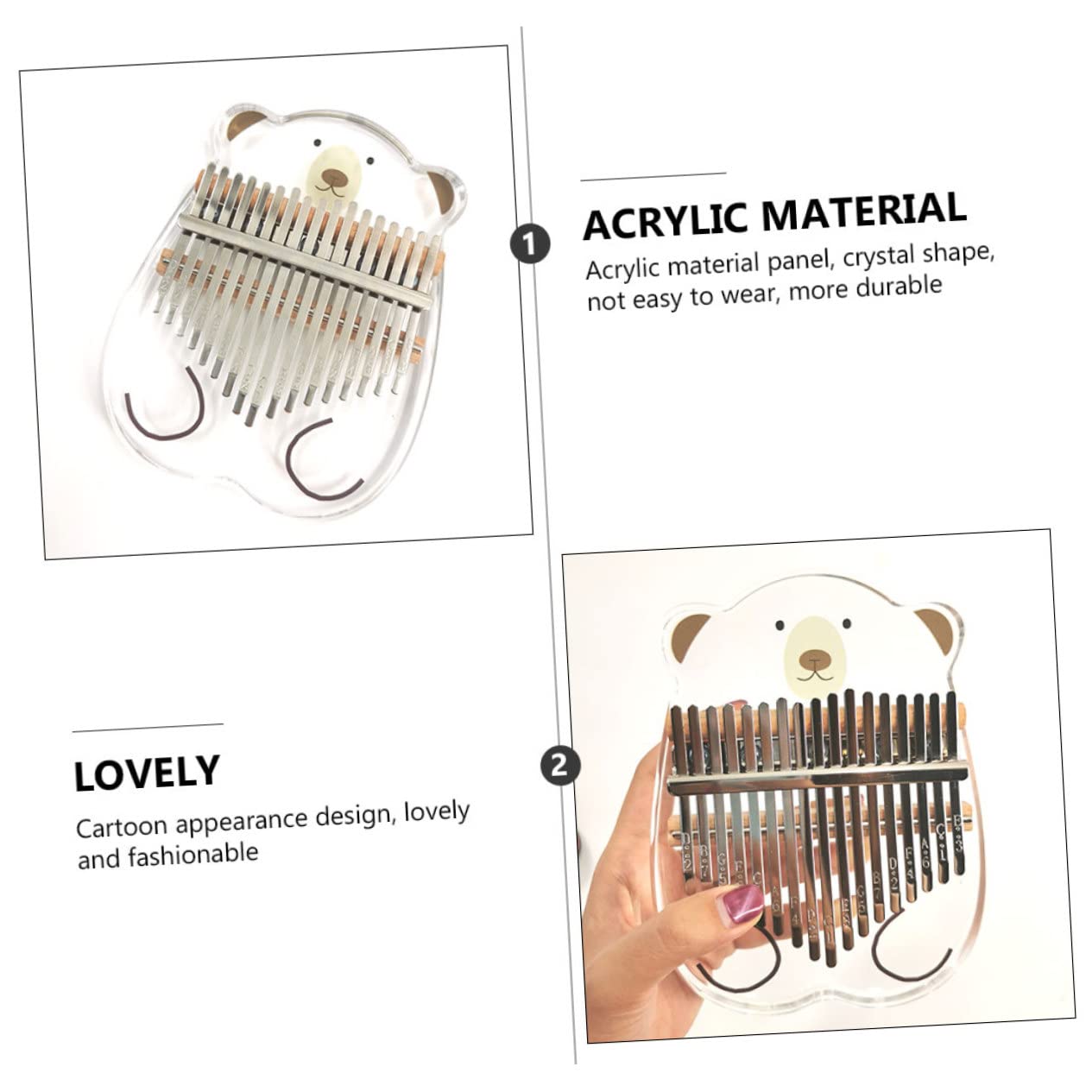 VICASKY 1pezzi Kalimba Per Principianti Piano Strumento Acrilico Per Design e Facile e Portatile