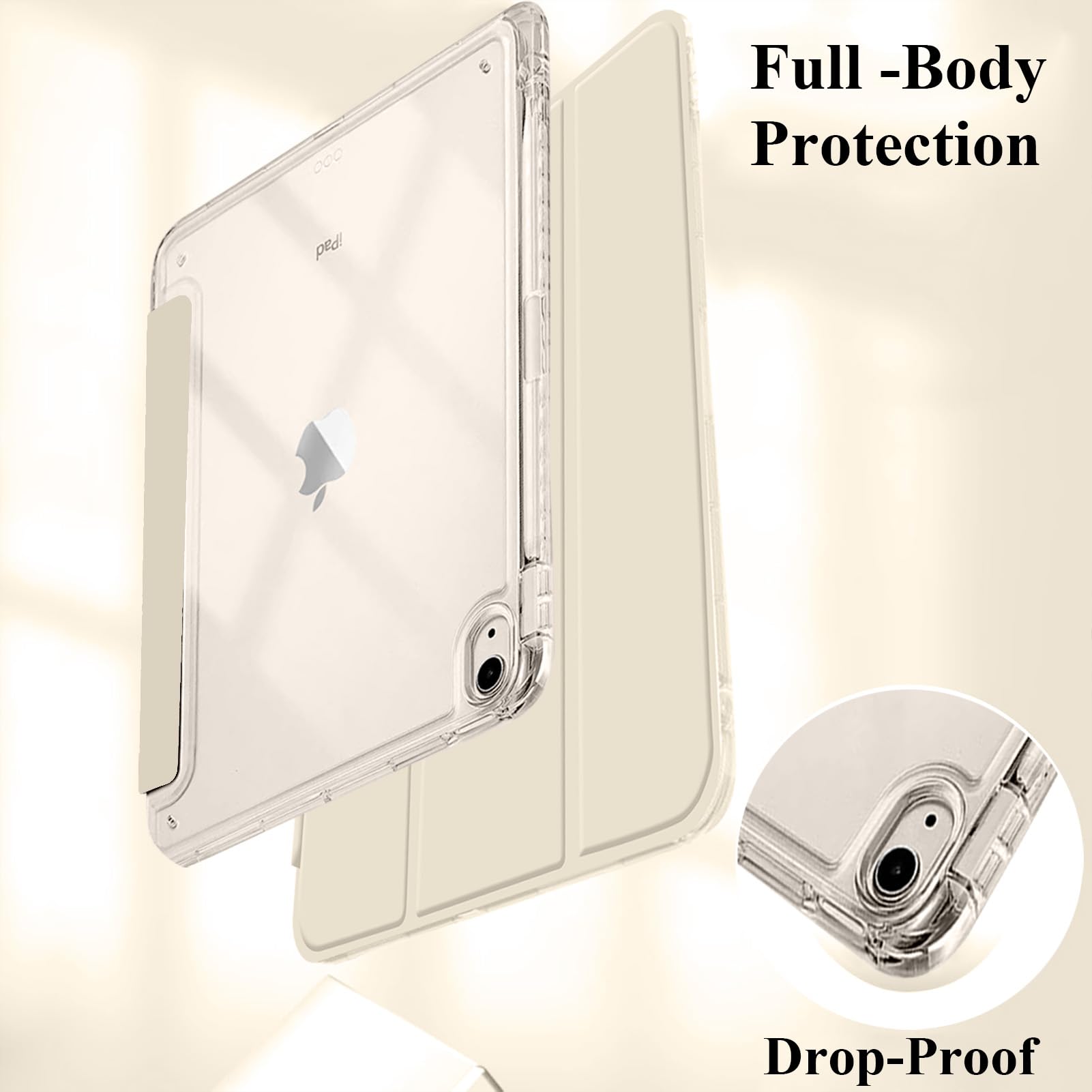 Coque Pour IPad Air 11" M3/M2 (2025/2024) Et 10.9" (2022/2020) - Transparente Brillante Avec Porte-stylet - Protection Antichoc - Lavande - 2