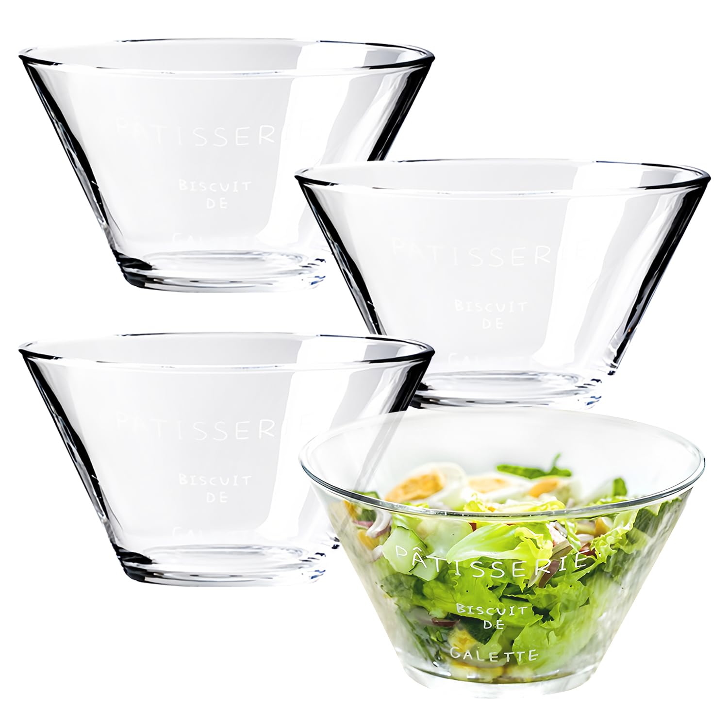 Müslischalen aus Glas, 700 ml, Miso Suppenschalen, Porzellanschale, mikrowellengeeignete Schalen (4 Stück)