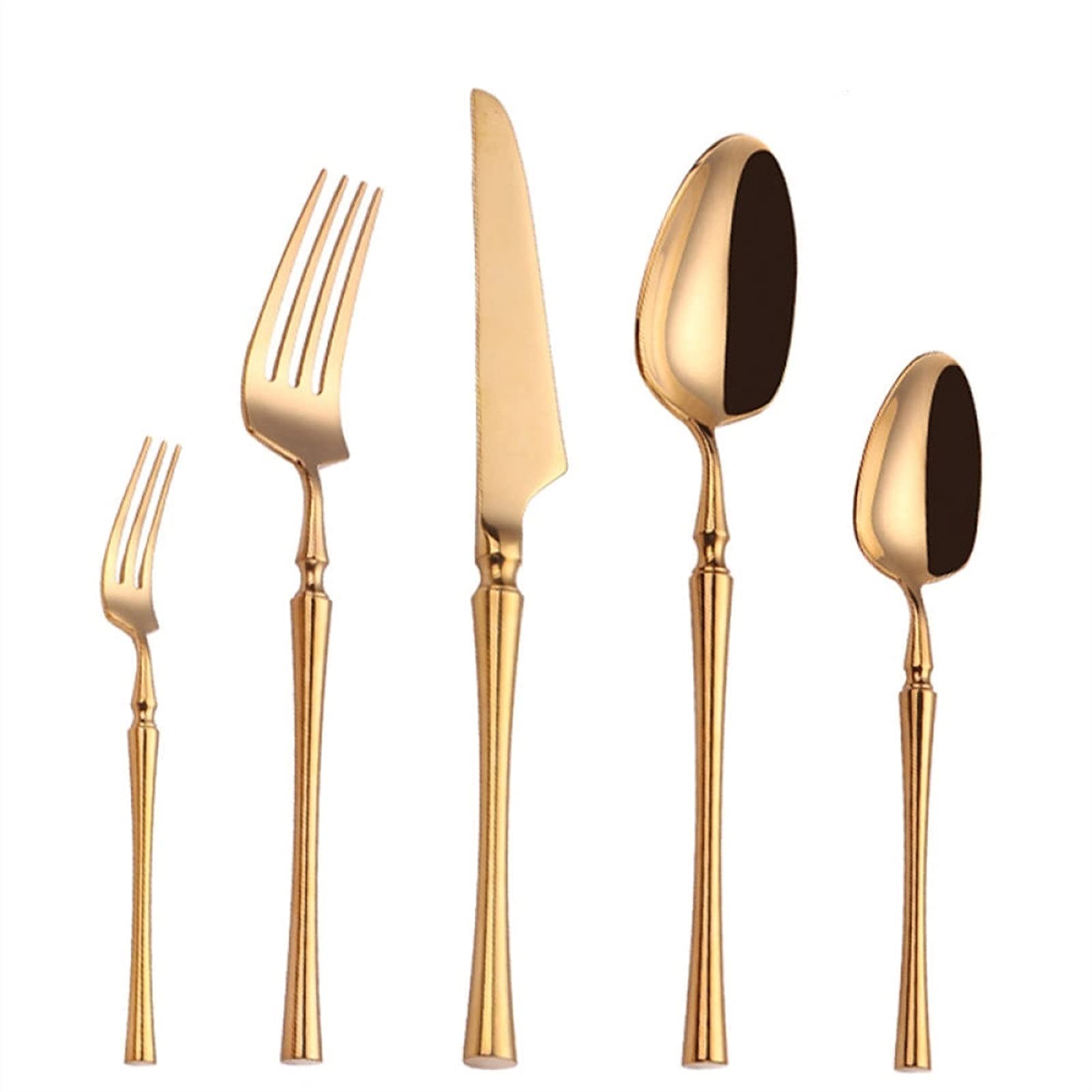 Genérico Juego de Cubiertos de Acero Inoxidable Dorado (4 o 5 Piezas), Elegantes Tenedores, Cuchillos y cucharas Dorados, vajilla de Cocina Premium, vajilla Dorada Duradera para el hogar y Eventos.