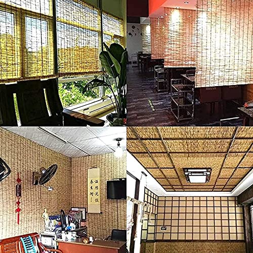 Dbxokk Hand-Woven Natural Reed Curtains,Bamboo Roller Blinds With Lifter,Partition Blind Sun Shade,Light Filtering 70% Vertical Lift Decoration,For Patio/Gallery/Balcon(Size: 95X240Cm/38X96In) #TOP2