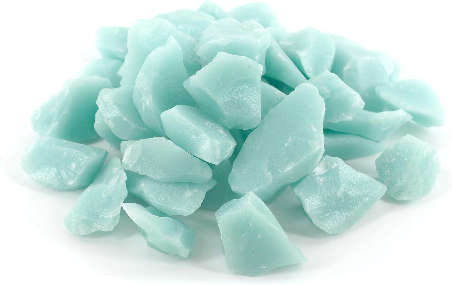 Glow in The Dark Fire Glass Gravel Stones Rocks for Fire Pit Use Fish Tank Aquarium Garden Decoration,2-4cm,680g/1.5lb (Aqua)