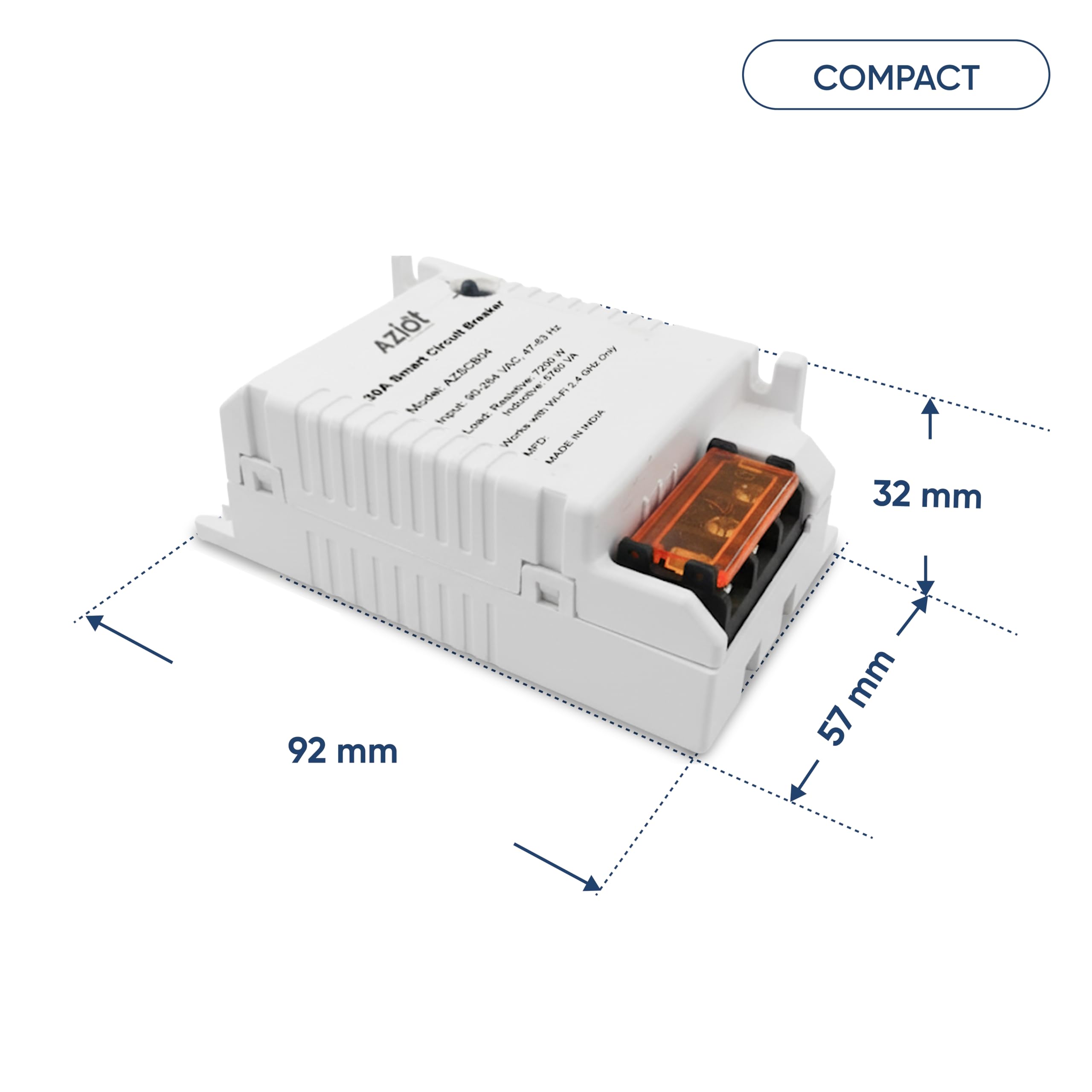 Aziot 30Amp with Energy Monitoring WiFi plus Bluetooth Smart Circuit Breaker, Mobile App Control, Alexa & Google Assistant Compatible, Easy Installation, Made in India 2