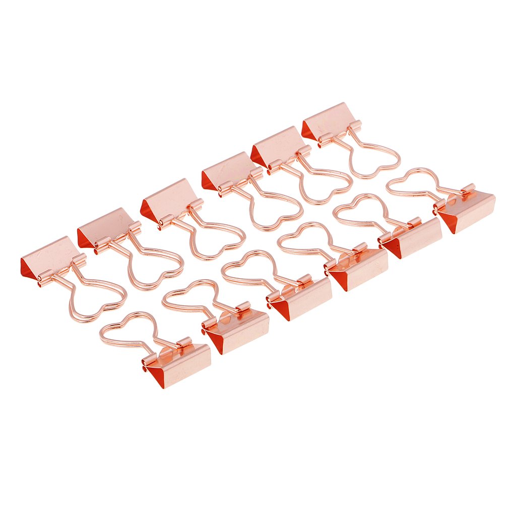 10 Set 12 Stück Metall Foldback Binder Clips Schule Büro Büroklammern Rose Gold