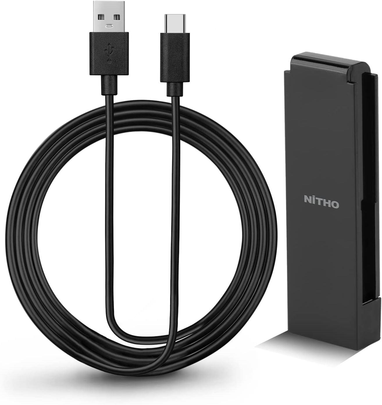 Nitho Charge & Play Grip for Switch Joy-Con Controllers, Rechargeable Adapter with 4M Long Type-C Cable, Play While Charging, Includes USB Cable and Joy-Con Charging Connector