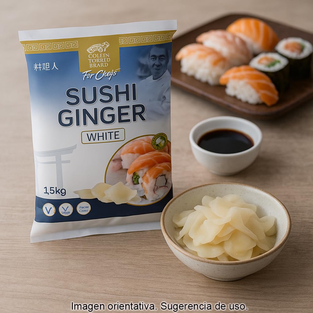 Jengibre encurtido para sushi Gari blanco 1,5 kg bolsa gran formato acompañamiento sushi sashimi