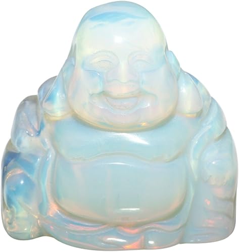 Rockcloud Figuras de cristal curativo talladas y risueñas de Feng Shui de Buda, riqueza y buena suerte, 1.5 pulgadas