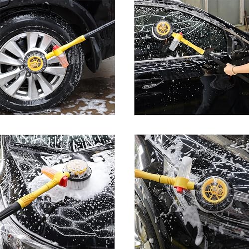 Longjunjunfashion 848A Rotating Car Wash Brush With Soap Dispenser & Hose Attachment, Soft Bristle Car Spin Mop Washing Scrub Brush Long Handle thumb #5