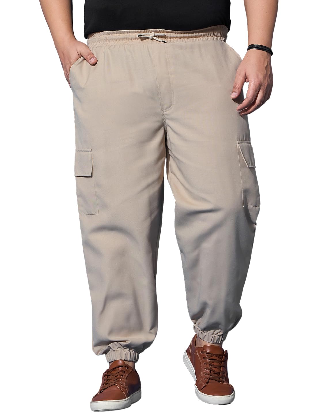 bigbanana Men Plus Solid Beige Trouser-picture-24