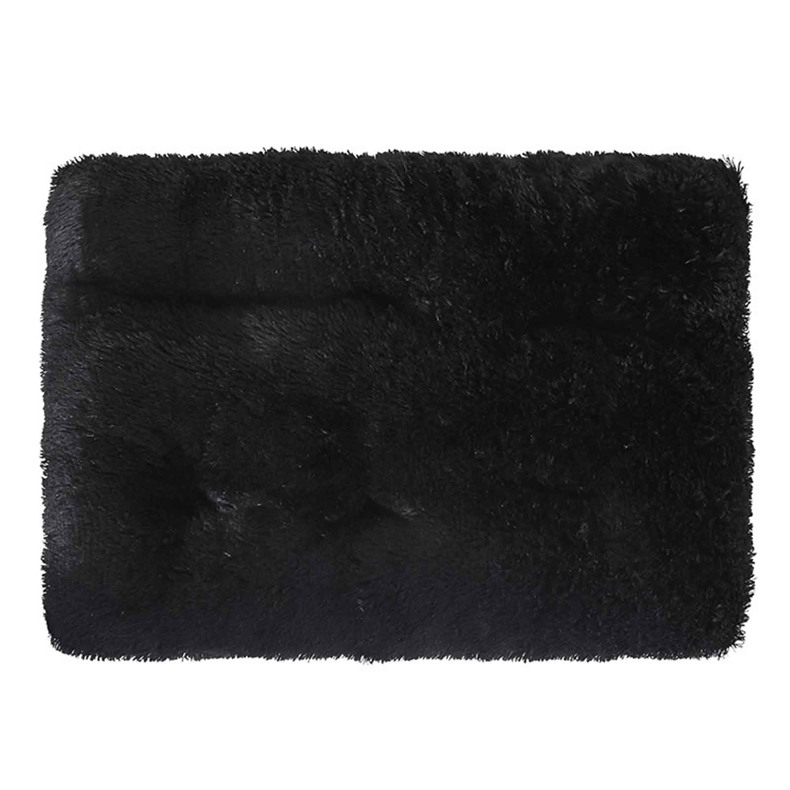 PJDDP Dog Crate Bed, Fluffy Dog Crate Mattress Washable, Calming Fluffy Anti Anxiety Dog Beds, Deluxe Plush Dog Mat with Anti-Slip Bottom for Large Medium Small Dogs,black,XL