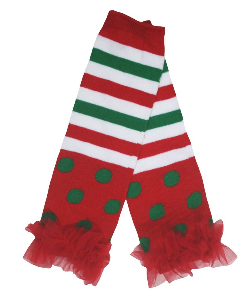 Petitebella RGW Stripes Green Polka Dots Cotton Red Ruffles Leg Warmer 2-6y (One Size)