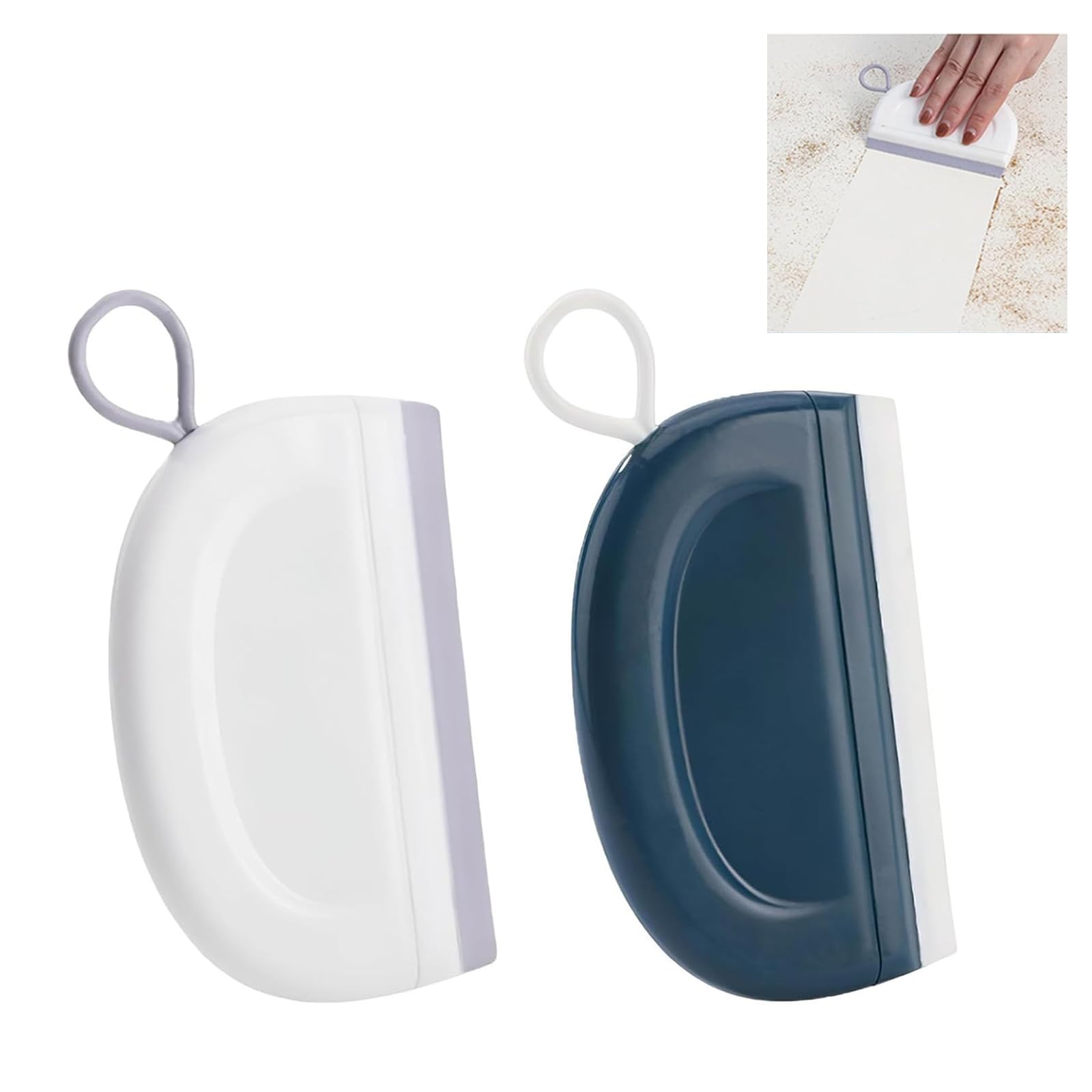 GIONAR 2Pcs Mini Glass Squeegee, Creative Small Silicon Squeegee with Plastic Hooks, Multi-Purpose Shower Squeegee for Bathroom Kitchen Window, Glass, Shower Door, Car