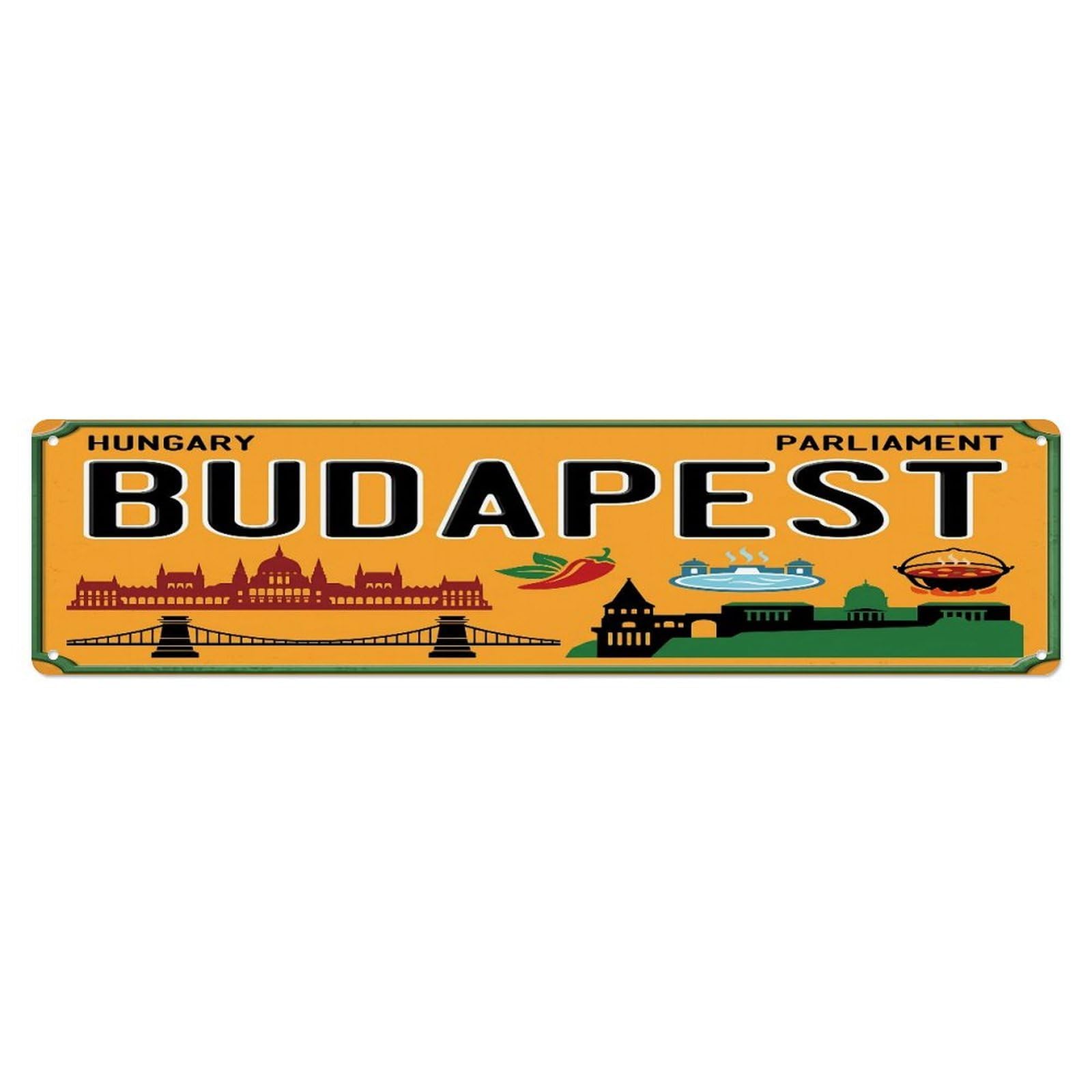 Tgrcjimh Style Metal Tin Sign Vintage Travel Budapest Hungary Parliament Paprika