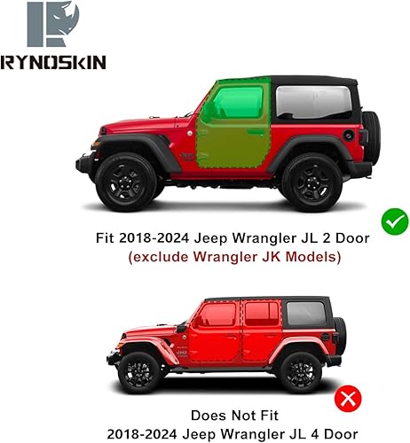 Miniatura 2 de RYNOSKIN Estribos compatibles con Jeep Wrangler JL 2018-2025, 2 puertas, Off-Road Wrangler JL, escalones laterales de acero al carbono