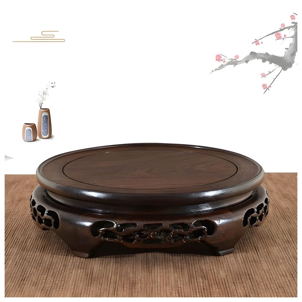 DCYEQRQ Round Display Pedestal Stand, Risers for Display, Vase Plant Stand, Fish Bowl Stand, Round Decorative Tray, Multiple-Purpose Base for Vases, Sculptures, Trophies, Wooden Riser