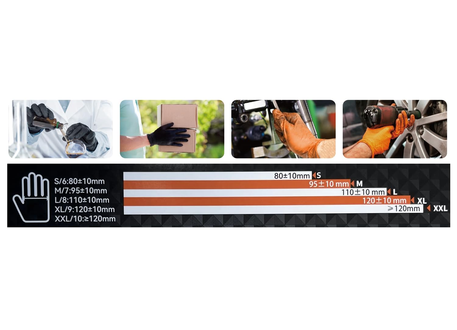 KINGFA DIAMOND GRIP Extra Stark Nitrilhandschuhe | Hochfeste, texturierte Einweghandschuhe für Kfz, Industrie & Labor | Arbeitshandschuhe Öl- und Chemikalienbeständig | 50 Stk/Box (500, Schwarz, XL)