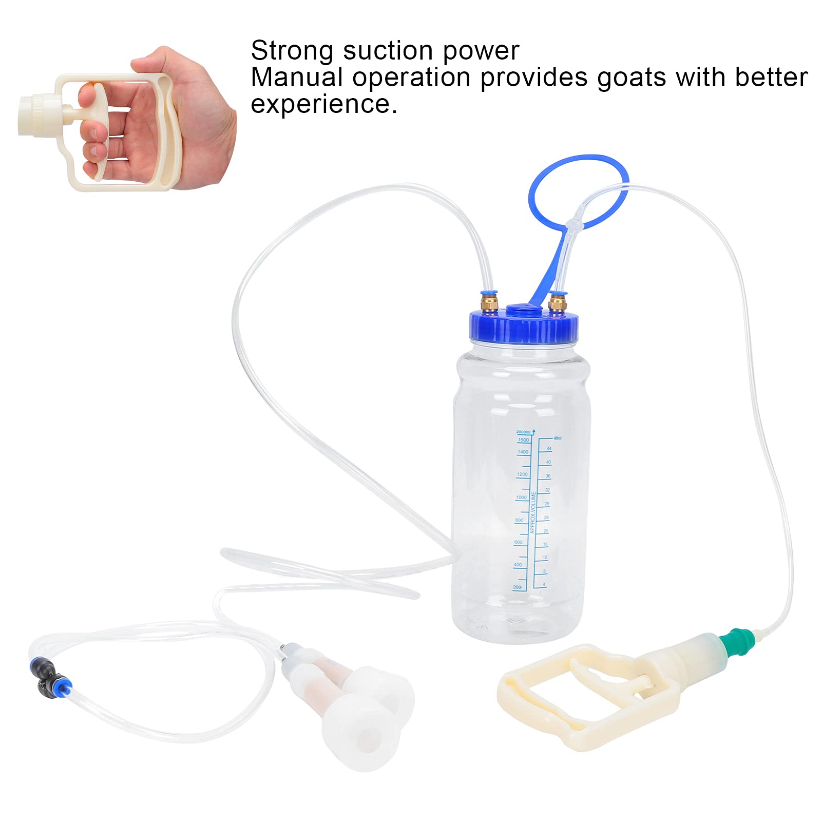 Máquina de ordeño de cabra Manual de ordeño para ordeño de cabras portátiles portátiles Milker de cabra con bomba de presión de vacío (De doble cara)