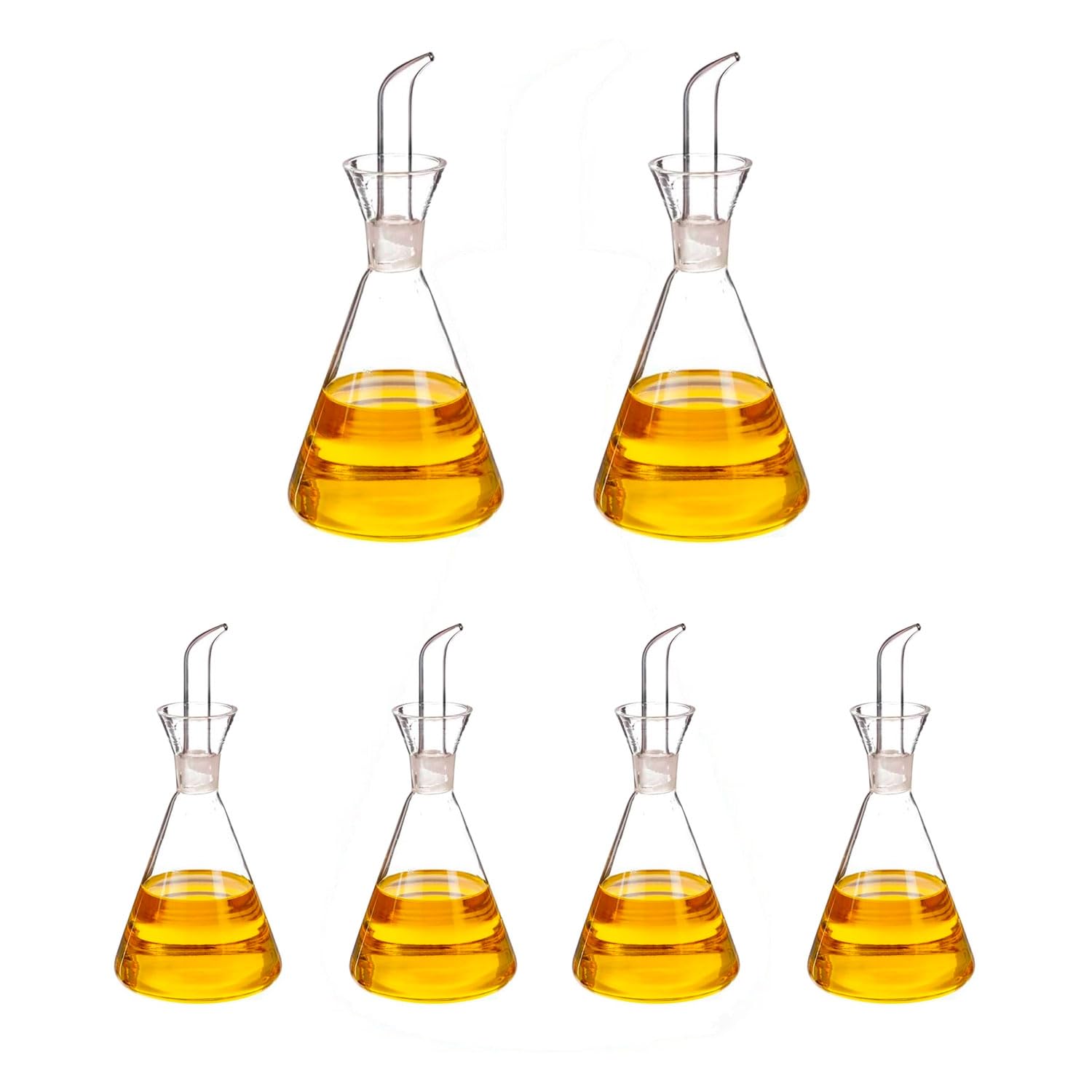 TWO TIGERS Pack 6 Aceiteras Antigoteo de Cristal 500ml, 750ml o 1L. Aceitera/Vinagrera de Cristal Resistente y Ligero. Dispensador de Aceite. Bar, Restaurantes, Cafeterías (1L (6 Uds))